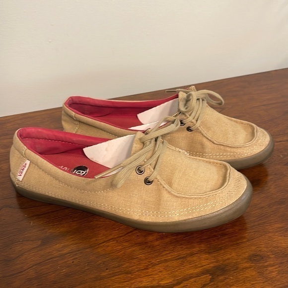 Vans The Original Surf Siders Women’s Size‎ 6 Tan Canvas lace up shoes - Picture 1 of 9